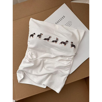 Bbjjs Dachshund Puppy Print Design Slim-Fit Tube Top Women's New Heavy-Duty Pearl Slimming Sleeveless Top