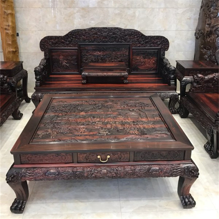 Burmese pear (large fruit purple sandalwood) Large red acid branches Toe Yellow Sandalwood Solid Wood Red Wood Sofa Furniture Table Dining Table