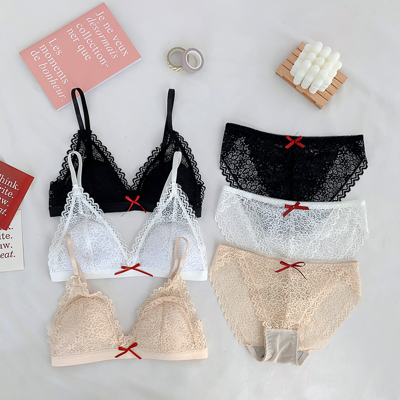 bralette method lingerie underpants set of women thin steel ring big chest for small and breathable triangular cup bra