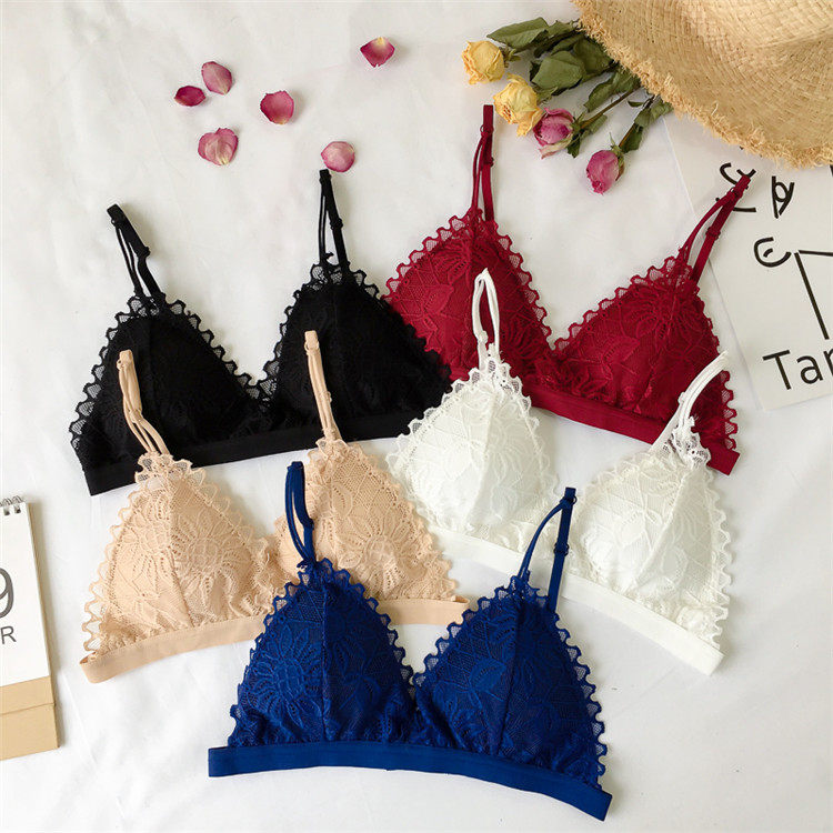 Xiaoqing New Lace Lingerie Trigonet Girl 2019 new Korean Edition student with a breast crane inside and a bra