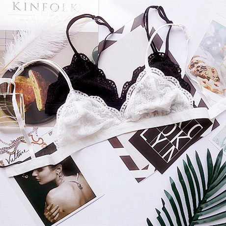 Bralette French underwear pure female bra sexy white lace without steel ring thin bra thin bra
