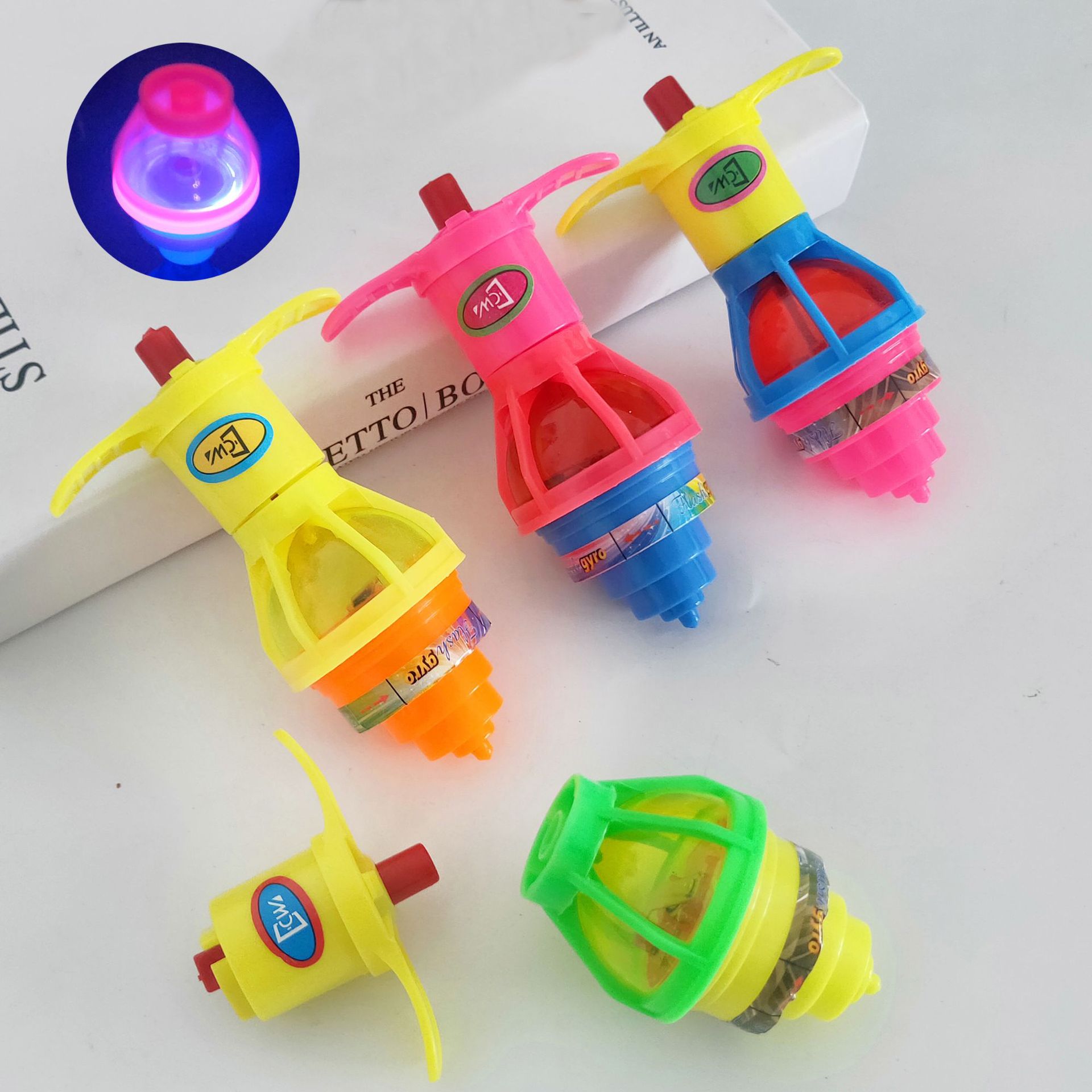 Kids Glowing Gyro Spinning Ejection Small Gyro Creative Puzzle Toys Stall Night Market Hot Selling Toys