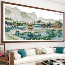 Cross stitch 2021 New Line embroidery large living room household atmosphere Chinese painting landscape simple modern hand embroidery