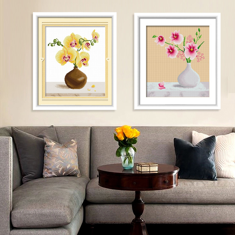 Cross embroidered 2022 new line embroidered new hands beginner living room bedroom own embroidered small flower handmade simple small piece