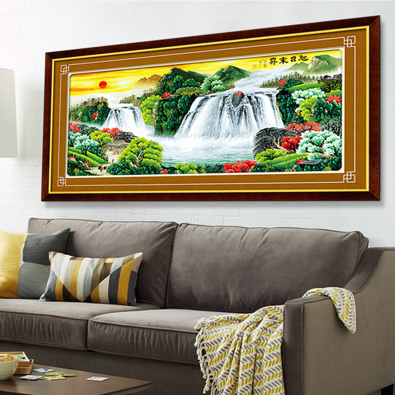 Cross-stitch 2021 new thread embroidery living room large self-embroidery handmade gift The rising sun rises in the atmosphere of water makes money