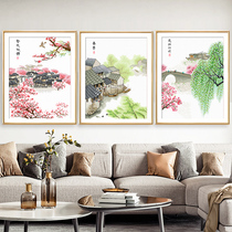 Landscape painting splendid Rivers and Mountains cross stitch 2010 new thread embroidery hand embroidery living room scenery national wind triple painting