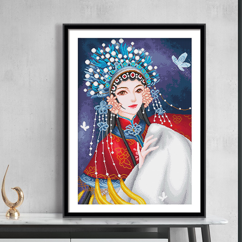 Cross-stitch 2021 New Peking Opera Huadan living room bedroom own embroidered handmade wedding small characters ancient beauty