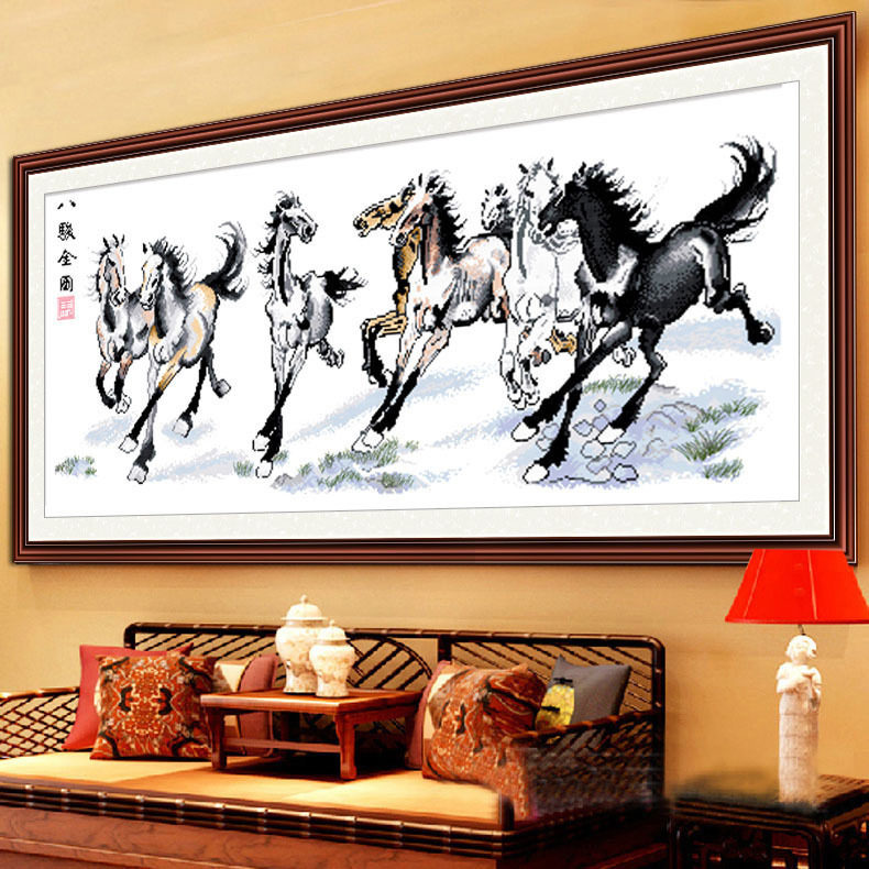 Cross stitch 2022 new thread embroidery living room eight horses and eight horses