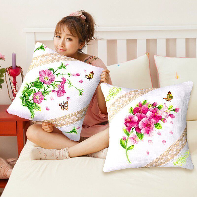 Cross embroidery 2023 new line embroidered pillow room bedroom pillow set small pieces simply embroidered themselves embroidered handmade pairs
