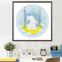 Cross stitch 2021 thread embroidery new simple small piece cartoon cute rabbit children students hand bedroom painting their own embroidery