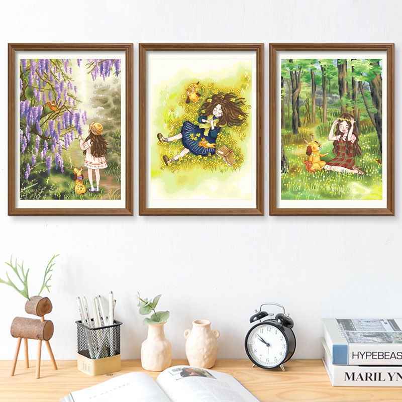 Cross embroidered 2022 new line embroidered self-embroidered living room bedroom modern minimalist forest girl small pieces series