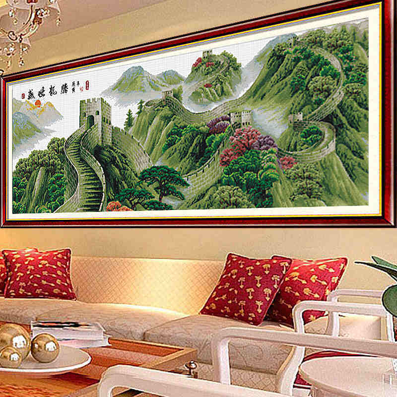 Cross stitch 2021 thread embroidery new living room bedroom modern simple large self-embroidered handmade great wall atmosphere