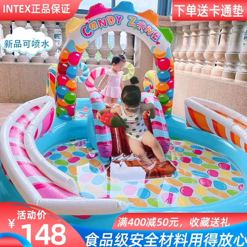 INTEX Детская дорожная горка, бассейн с шариками для младенца, детский спрей для игр в воде