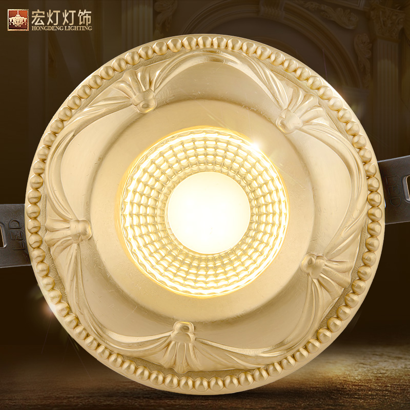 Macro light European-style spotlight LED ceiling light American-style living room downlight COB all-copper walkway light cat's eye light 3W5W7 watts