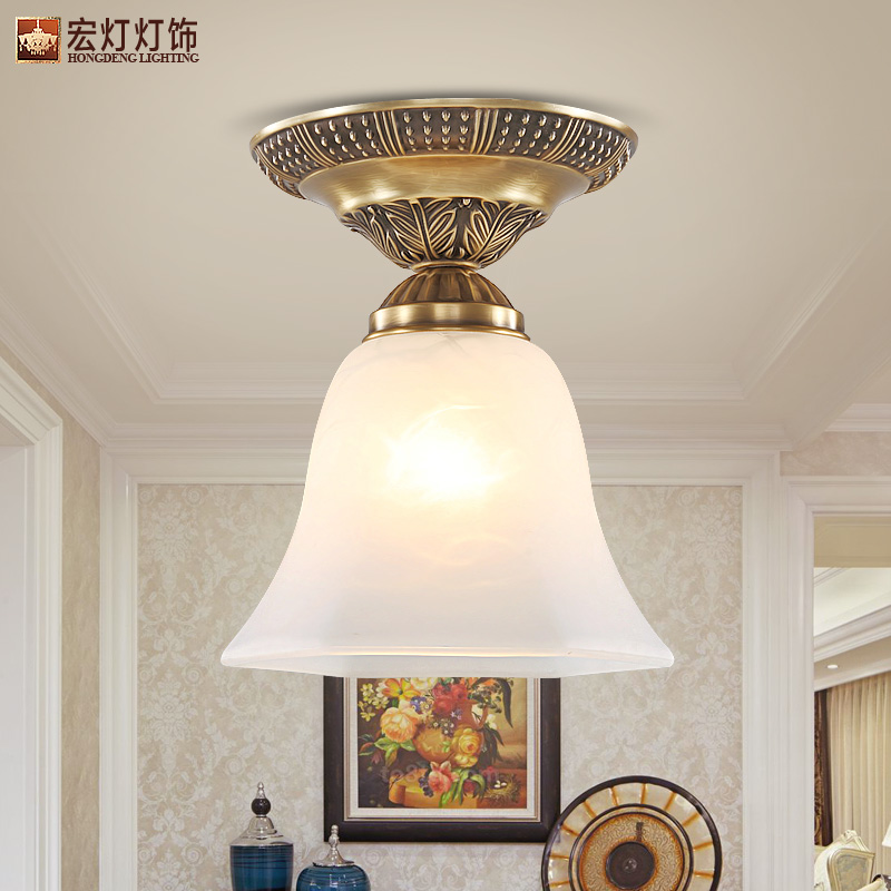 European-style ceiling lamp porch entry lamp copper lamp simple staircase aisle corridor lamp balcony lamp all copper single head small lamp