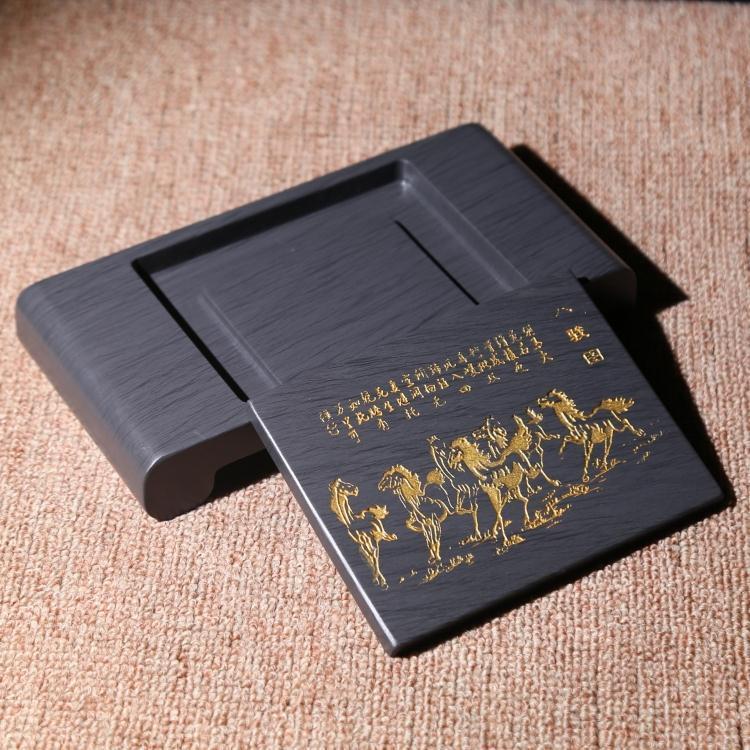 Eight-inch Utility Ink Stone 8 Jun Tuyuan Original Stone stone Ink Stone stone ink pool Book case Exercise Calligraphy Ink Stone and Calligraphy Ink-stone Fill in Gold