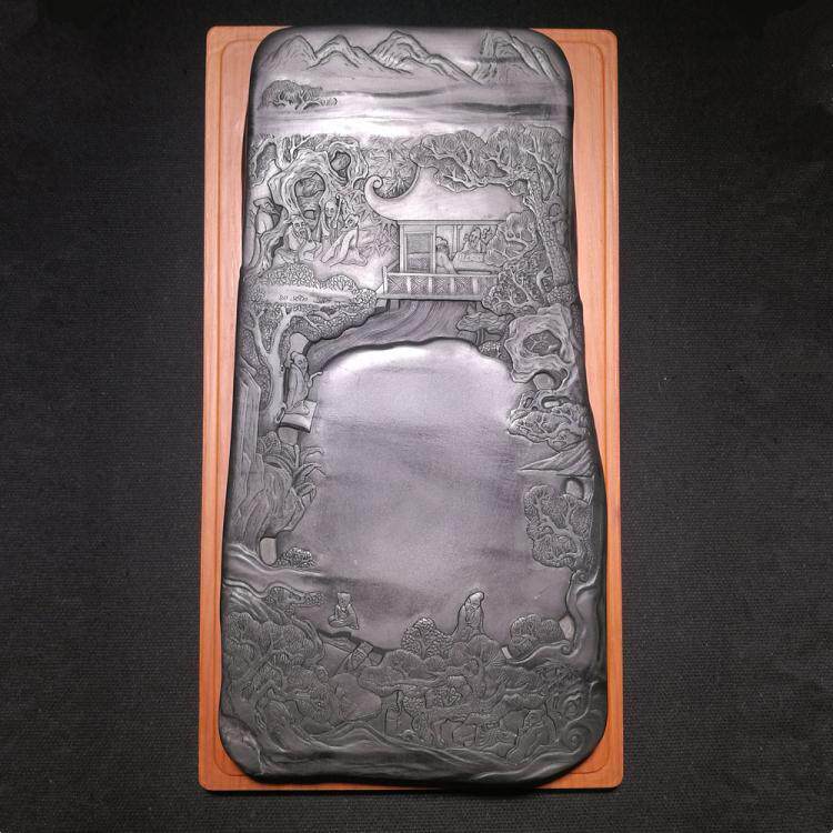 Chinese ink-stone (the treasure of the town store-the collection retool-the mustard garden Wenfan Fan) Wenfang Yazhong Ink Stone