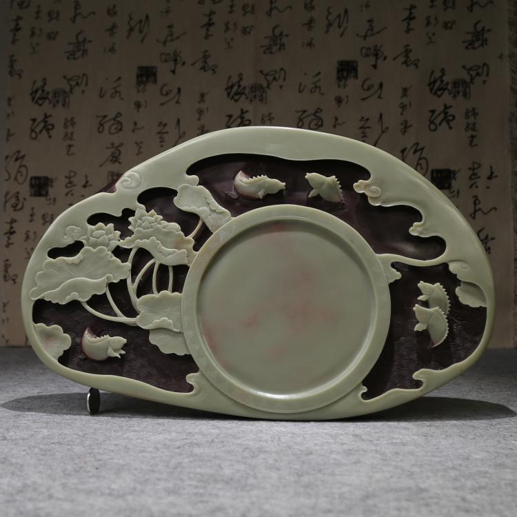 Anhui Province's Xian Ji Qingchi Yu's Purple Purple Robe Jade Belt Boutique Inkstone Original Stone Art Practical Collection