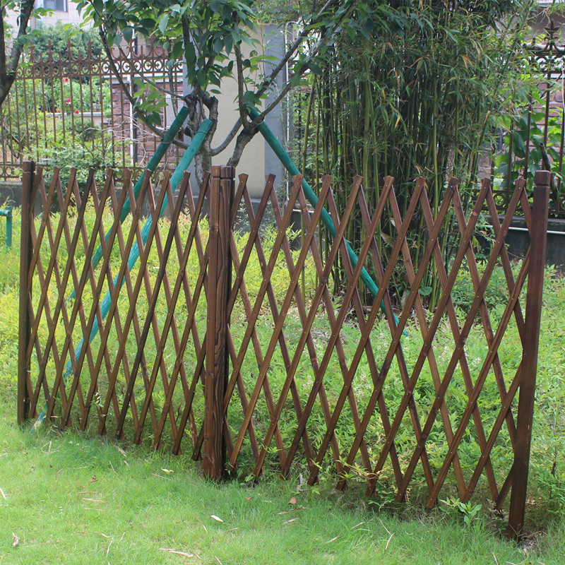 Carbonized telescopic wood fence guardrail anti-corrosion wood insert fence partition fence outdoor courtyard grid climbing rattan flower stand