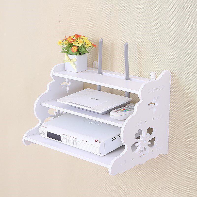 Router Router Wall-mounted Plate-free Desktop Three-layer Pallet Wifi TV Shelf Hanging on Wall