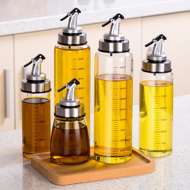 Oil bottle glass leak-proof oil pot household large seasoning sauce sesame oil small vinegar bottle set kitchen supplies