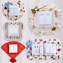 Switch stickers wall stickers protective cover simple now wedding red pendant Korean version of fabric switch socket decoration