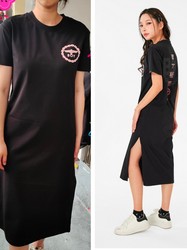 ສິ້ນ summer ໃໝ່ 2023 boy trendy brand long skirt slimming side slit loose loose dress black trendy