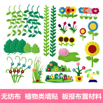 Three-dimensional plant theme wall Primary school kindergarten class classroom wall decoration environment layout blackboard newspaper culture wall