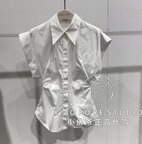 Little Faye ED counter 2021 autumn dress EBA3TOP027 wide shoulder waist temperament shirt short sleeve 1099