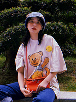 Little Buddha Designer 13DeMarzo Palda Bear Vintage Print Short Sleeve T-shirt Womens Loose Top