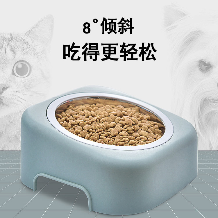 New Pint Stainless Steel Pooch Bowl Tilt Mouth Single Bowl Anti Slip Thickening Teddy Small & Medium Dog Pet Bowl Cat Food Basin