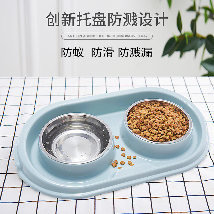 Dog Bowls Double Bowls Teddy Dogs Bowls Stainless Steel Cute Mini Dog Food Basin Non-slip Pet Bowls Cat Bowls Kittens Bowl