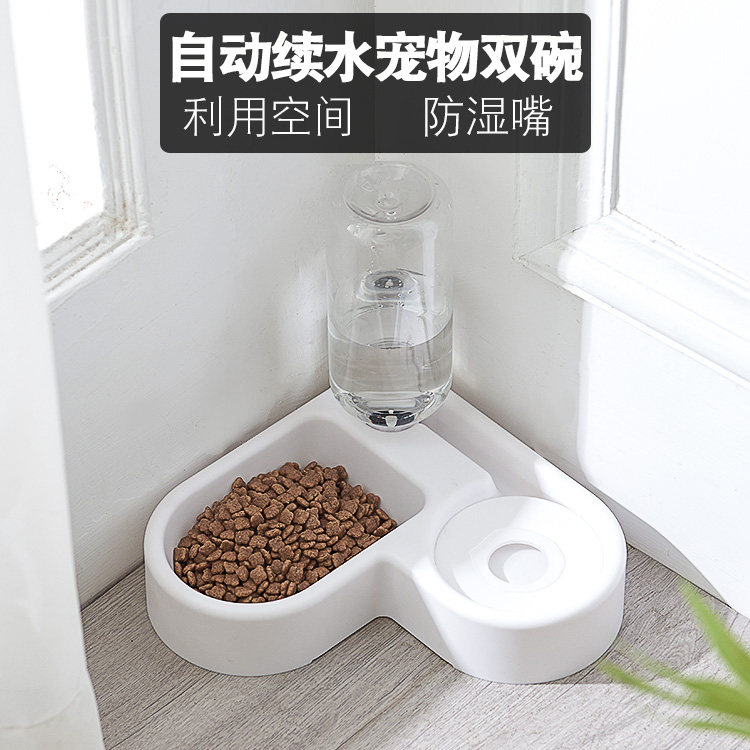 Cute dog dog food basin anti-overturning kitty small dog double bowl Teddy Automatic drinking water dog bowls rice bowls Pet Cat Bowls