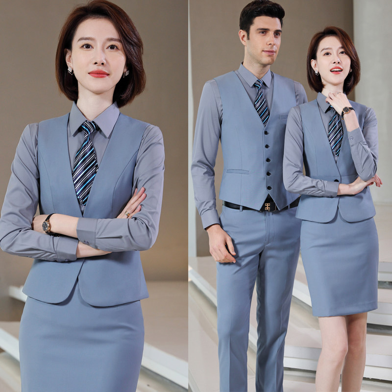 Career Suit Women's High-end Grey Suit Waistcoat for men and women Business Business Positive Dress OL Commuter Hotel Sales department Overalls-Taobao