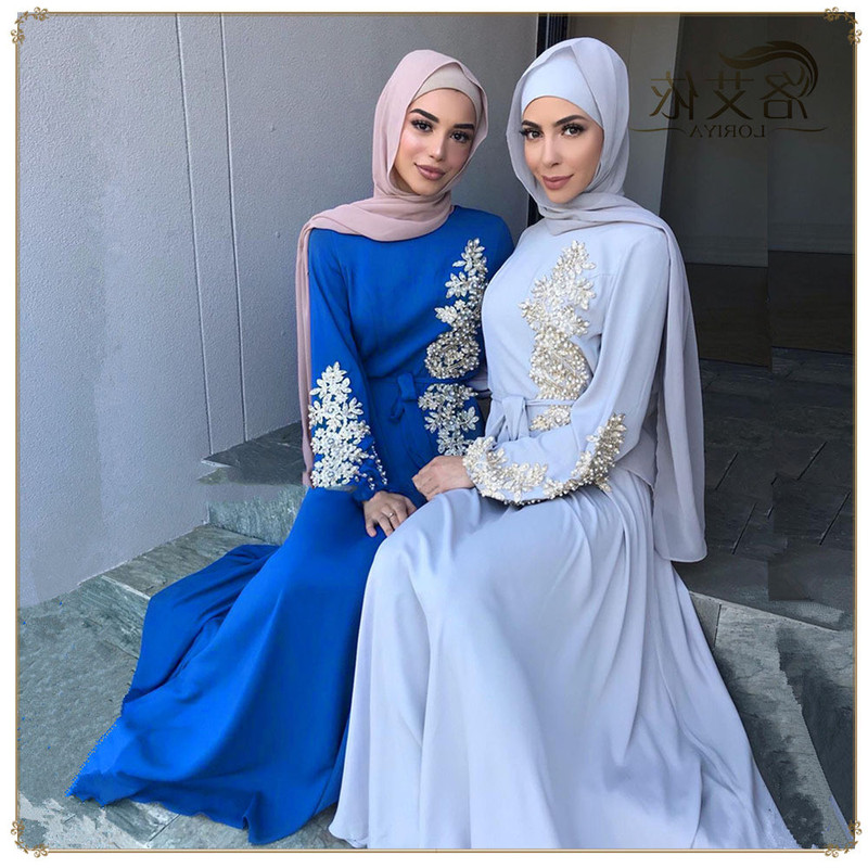 2024 New Fashion Women's Long Dress Elegant and Dignified Embroidered Long Skirt with Large Hem Women's Hui Ethnic Robe