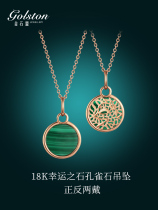 18K gold malachite necklace 2021 New pendant set chain exquisite fashion temperament gift choker female