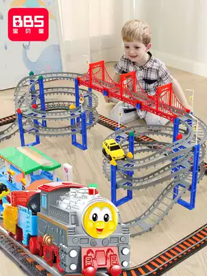 Train toys track children's boy trembles with the same type of big adventure electric harmony rail car set toys
