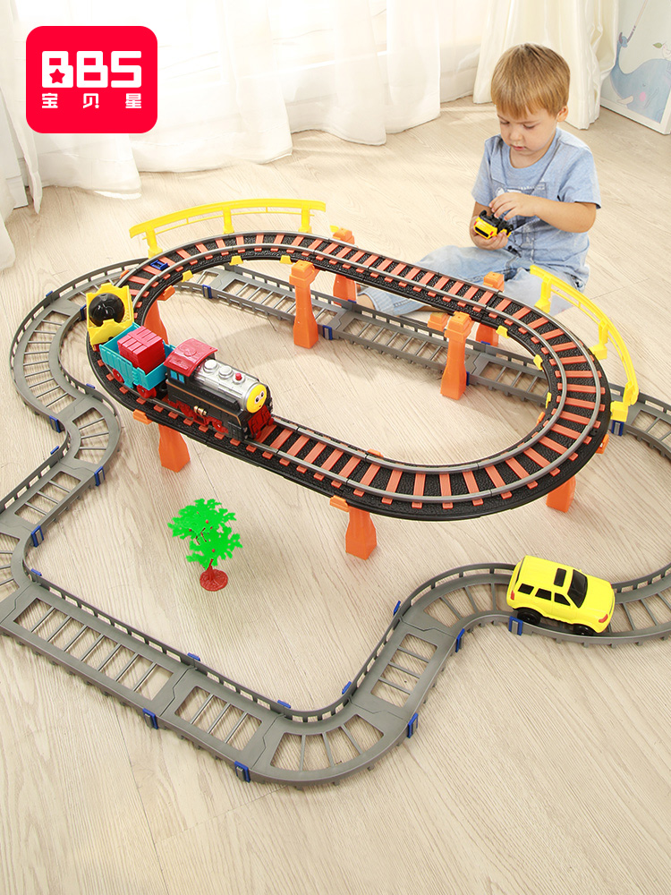 Baby Star ltrain small train track electric remote control track racing children's toy track car 3-year-old boy