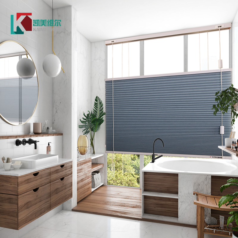 Flag-raising honeycomb curtain pull rope up and down open and close shading heat insulation organist curtain balcony bedroom soundproof shading venetian blinds