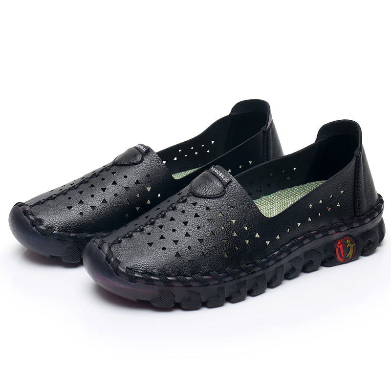 Black Ox Tendon Soft Bottom, Super Comfortablenon-slip comfortable Sandals female Flat bottom summer soft sole leisure time pregnant woman 2020 new pattern Hollow out reverent ventilation Mom shoes
