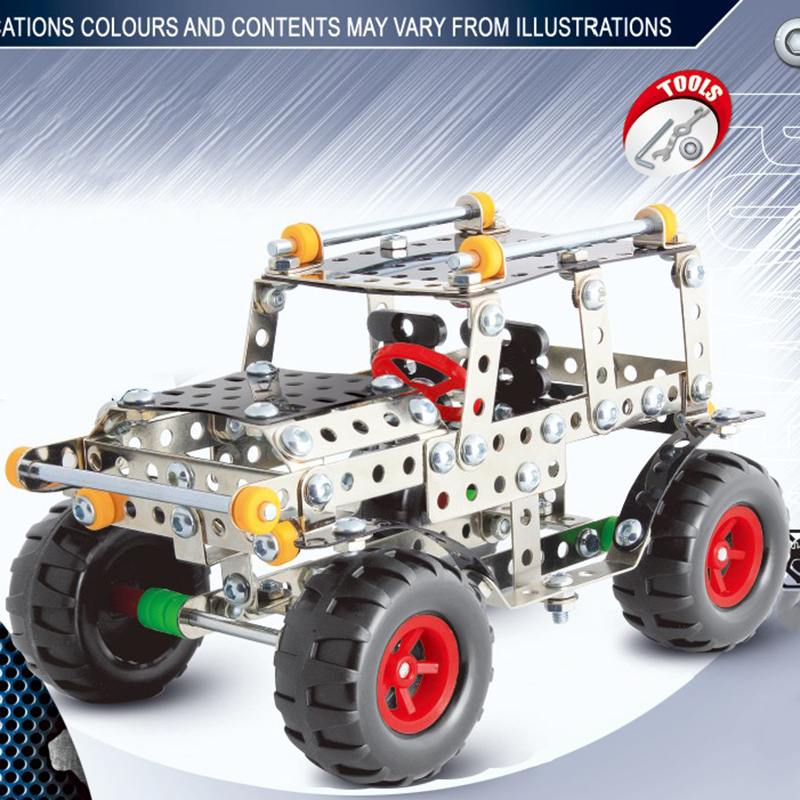 Assembling Toy Car Off-Road Vehicle Metal Building Blocks Nut Combination Toy Model for 8-Year-Olds Screw Assembly DIY