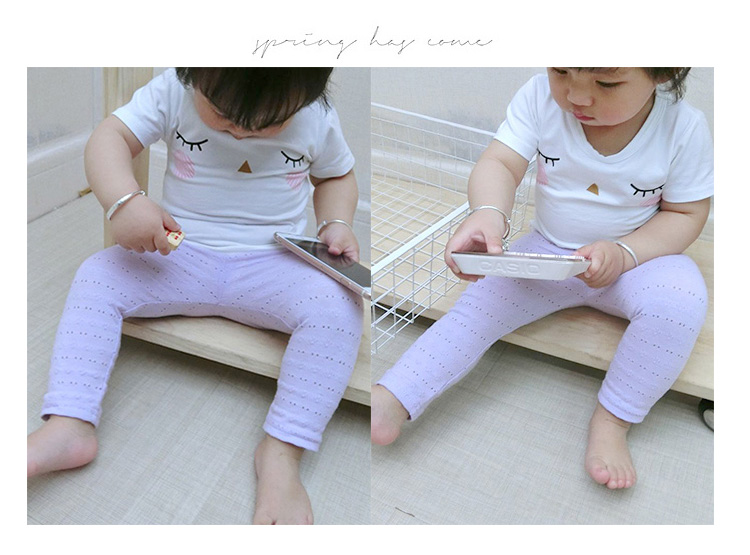 Bé gái bảy điểm xà cạp mùa hè muỗi mỏng phần bên ngoài mặc quần 0 a 3 tuổi 1 bé cotton 2 bó sát - Quần quần nỉ bé gái