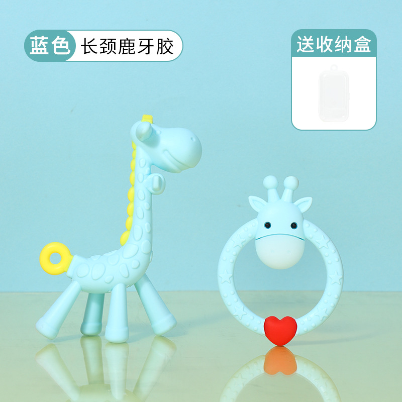 Small deer goodenware baby grinding tooth stick child bites toy freshman baby silicone gel giraffe can be boiled for 4-36 months