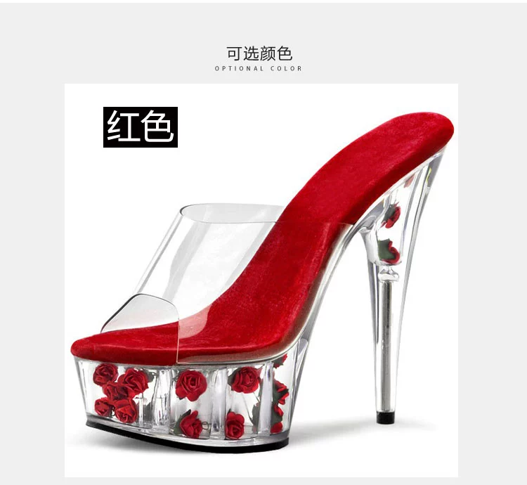 Trong suốt stiletto pha lê giày giày cưới cô dâu 15 cm cm sexy siêu cao gót hộp đêm ghét dép cao