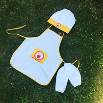 Early Teach Children Bake White Apron Roles Kid Chefs Serving Caps Drawing Clothes Customizable Logo