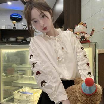 French embroidery chic white shirt