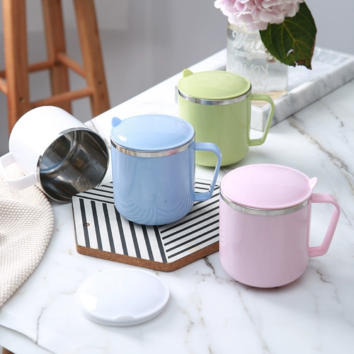 Домохозяйственная чашка с водой анти -падающей чашки стакана стажирка Студенческая чашка двойная чашка из нержавеющей стали чашки скандинавской кофейной чашки