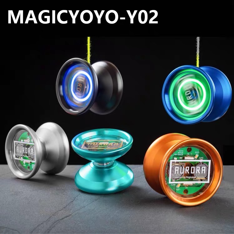 LED Light Yo-yo Y02 UEFA Aurora Metal Professional Competition with Fried Ball Magic yoyo