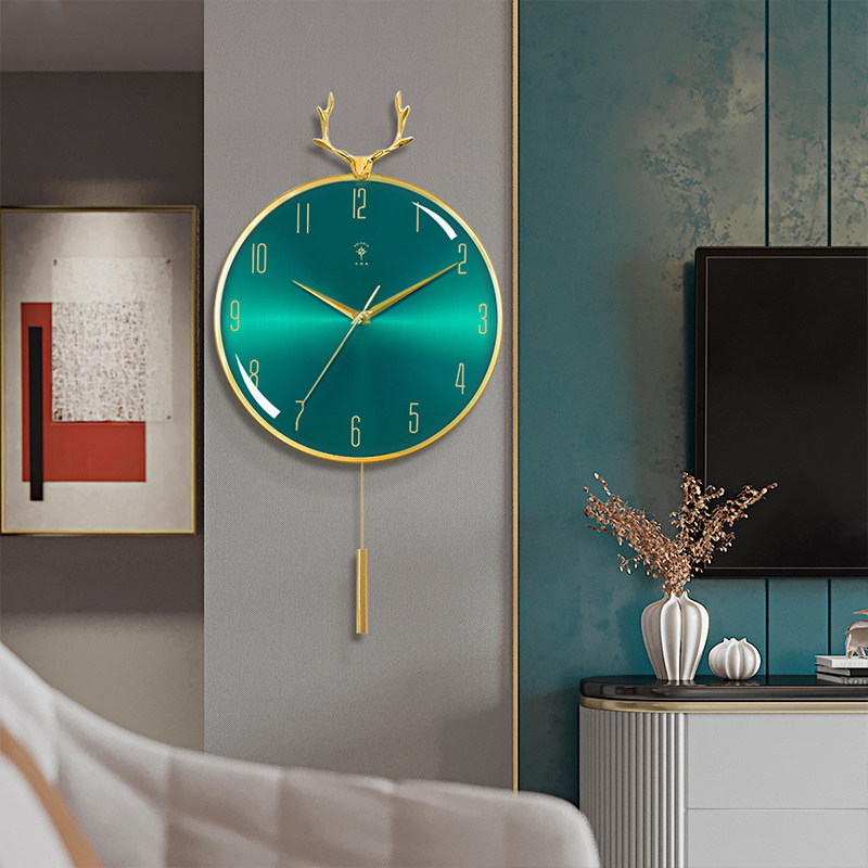 Polaris new deer head wall clock fashion silent quartz clock Modern light luxury household watch living room wall clock