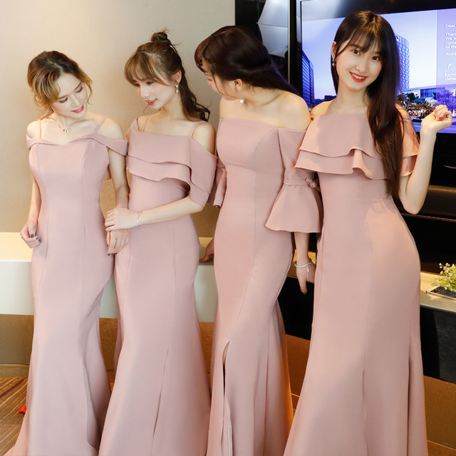pink fishtail bridesmaid dresses